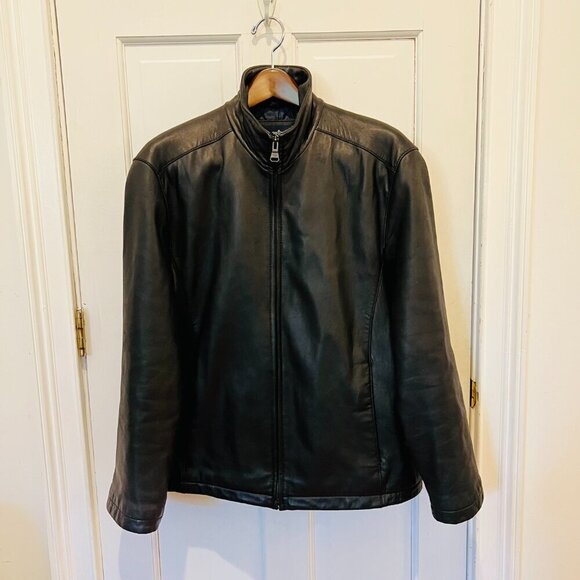 Dockers Other - Vintage Dockers Men's L Quilted Soft Leather Iconic Bomber Jacket Coat Black